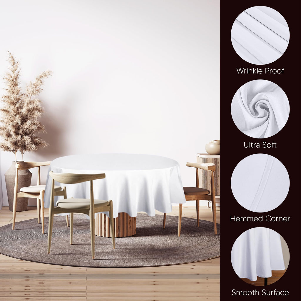 Round Table Cloth 2 Pack [90 Inches, White]