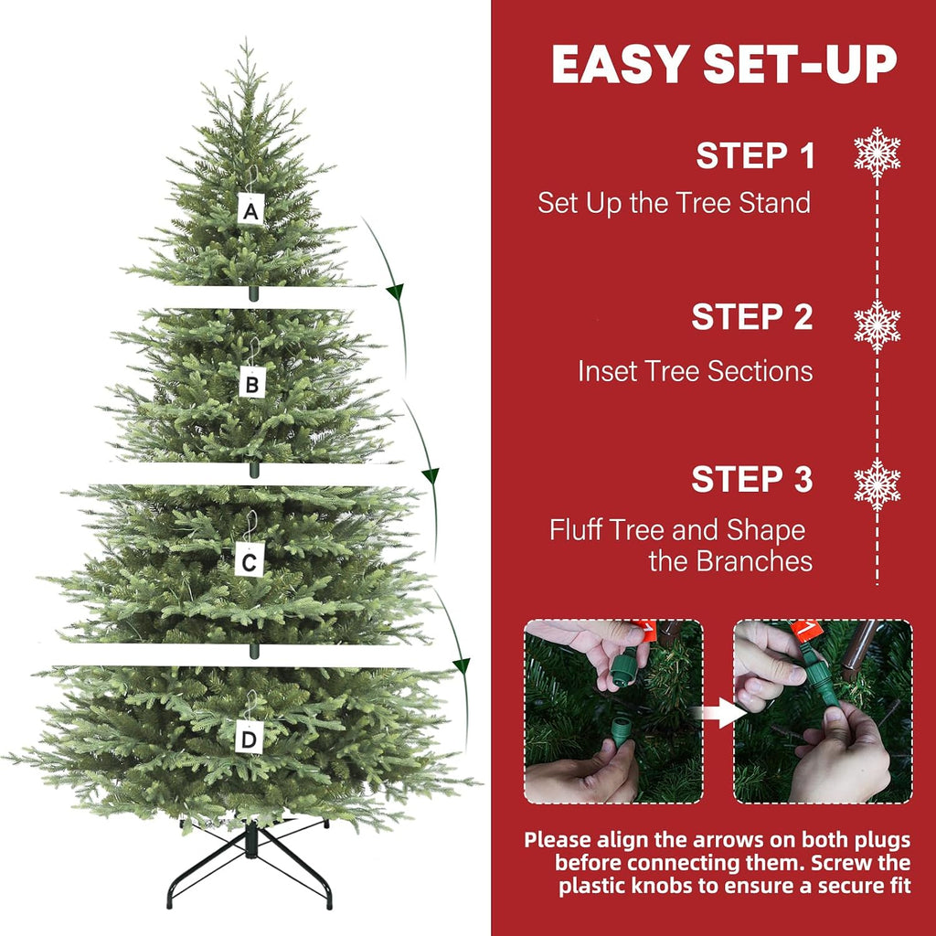 Prelit Christmas Tree with Realistic PE Foliage