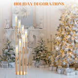 Tessco 4 Sets Gold 7 Arm Floor Candelabra 46.5'' Tall Floor Candle Holders Metal Candle Holders with Acrylic