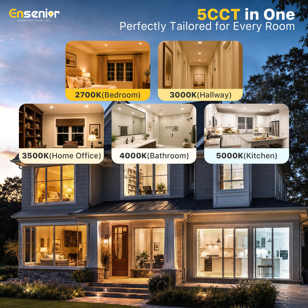 12 Pack 6 Inch LED Recessed Ceiling Light, 5CCT, 1200LM 12W 120V