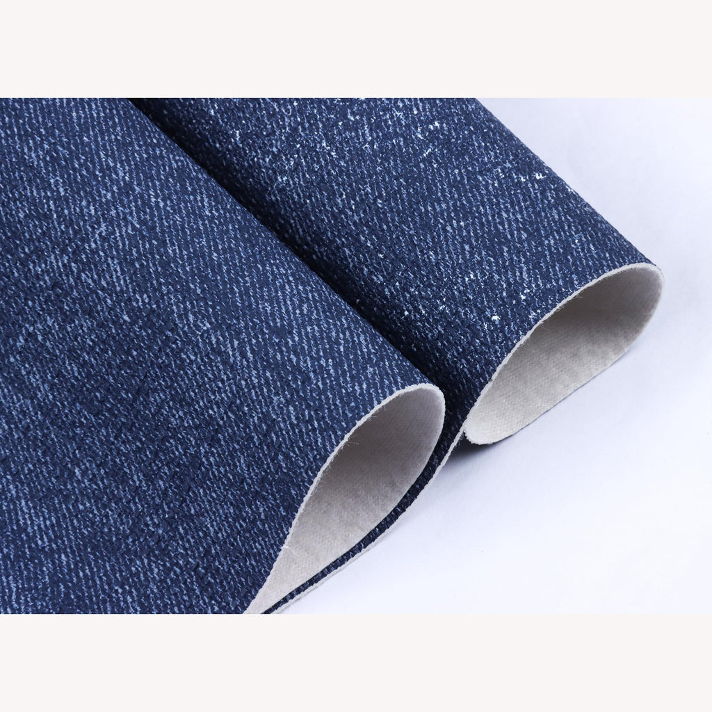 Jeans Fabric Texture Faux Leahter Sheets Solid Leather Fabric Sheets 12" x 53" (30cm x 135cm) Inch Large Size for Pad