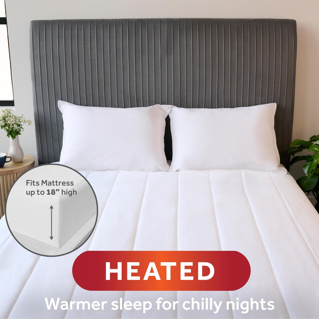 Restful Quilted Heated Mattress Pad, King 80 x 76