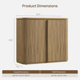 Fluted Sideboard Buffet Cabinet with Storage, Modern Credenza with Solid Wood Handle
