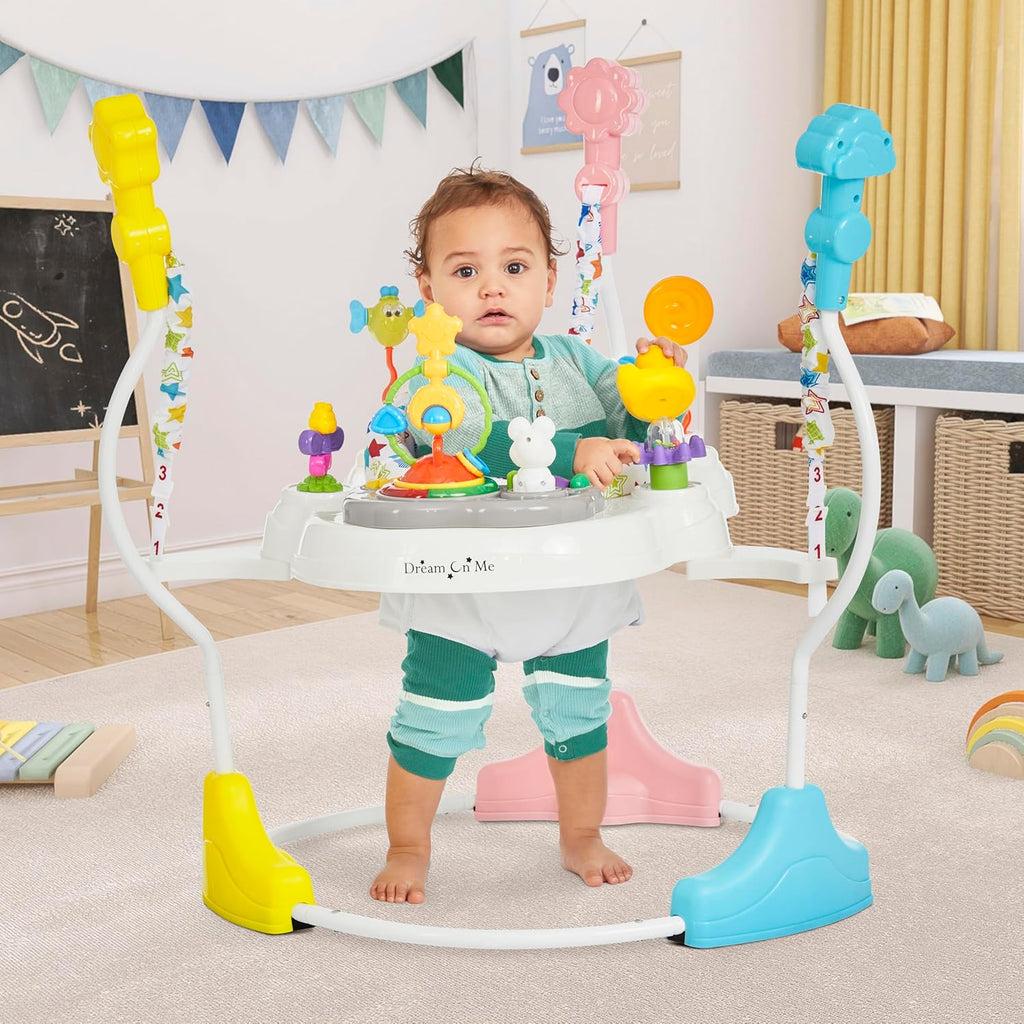 In-1 Baby Activity Center & Bouncer Jumper, 360° Rotating Seat, Height Adjustable, 12 Melodies with Lights &