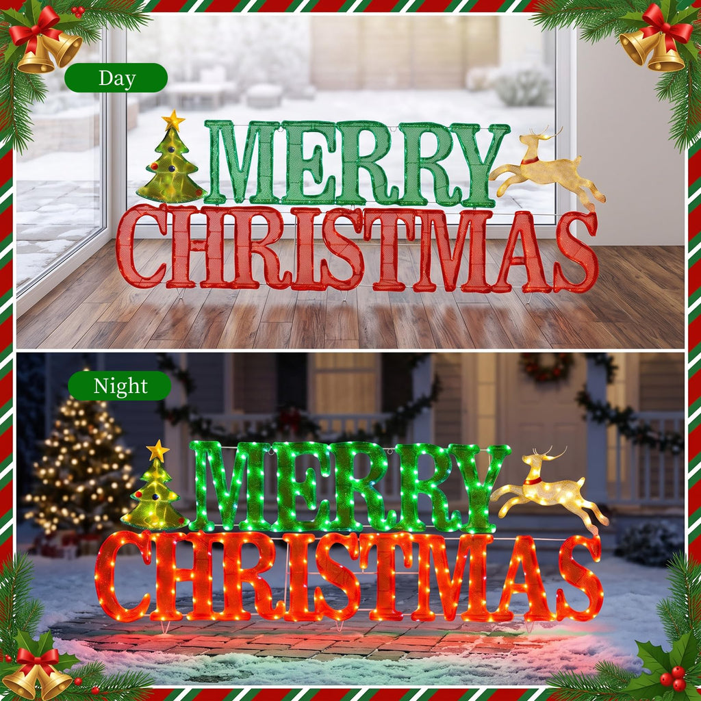 60 in Lighted Merry Christmas Sign Outdoor, 300 LED Yard Decor