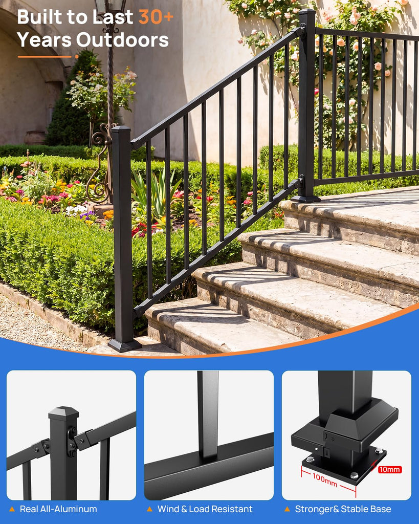36 in. H x 4 ft. W Aluminum Stair Railing Kit for Outdoor Deck and Porch