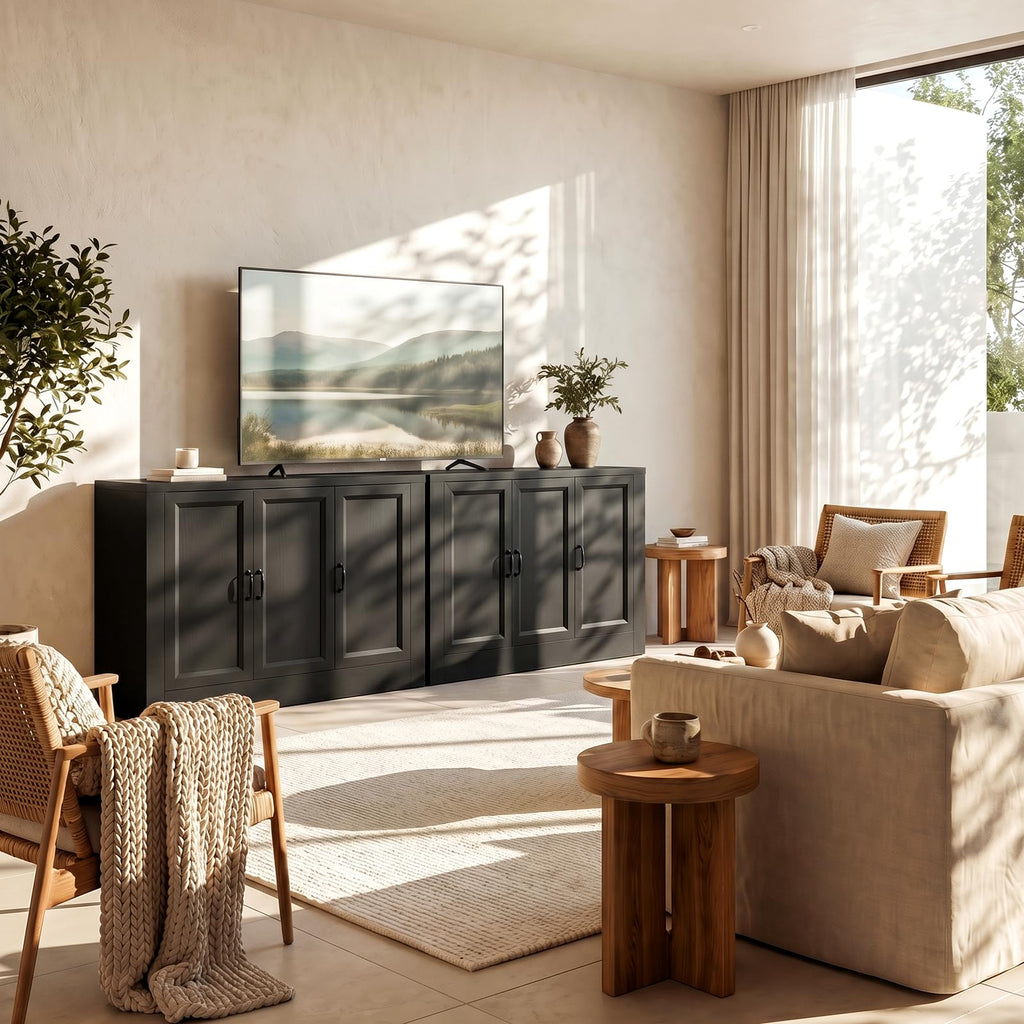 39" Modular Buffet Sideboard Cabinet, Expandable Storage Cabinet System, 3-Door Coffee Bar Cabinet with Adjustable