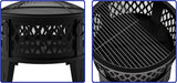 26" Steel Fire Pit with Grill & Diamond Mesh Design,360° Airflow Tech for 80% Less Smoke,XL Flames,Heavy-Duty Portable Outdoor Fire Bowl for Camping - Image 4