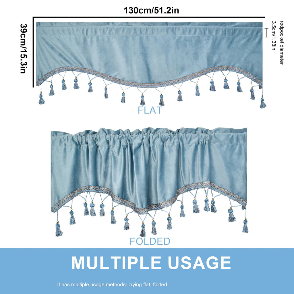 Scalloped Valances for Windows Velvet Valance Curtain with Tassel