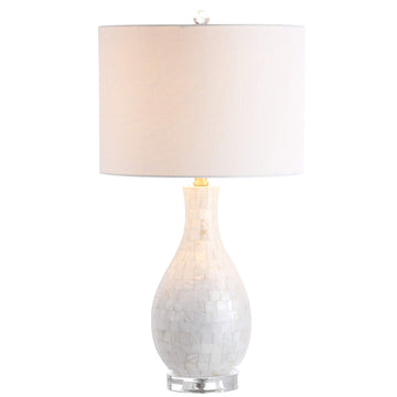 Josephine 26.5" Mother of Pearl Seashell Table Lamp, White
