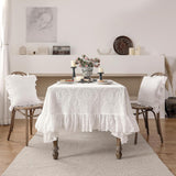 Vintage Ruffle Tablecloth for Rectangle Tables,Farmhouse Embroidered Cotton White Lace Table Cloth C