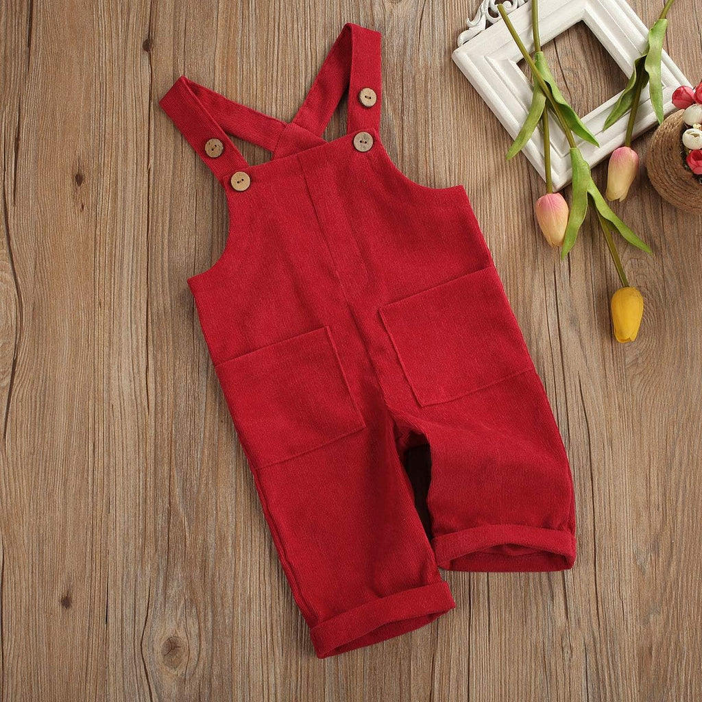 Toddler Baby Boy Girl Overalls Corduroy Suspender Pants Outfits Solid One Piece Romper Jumpsuits Kids Clothes