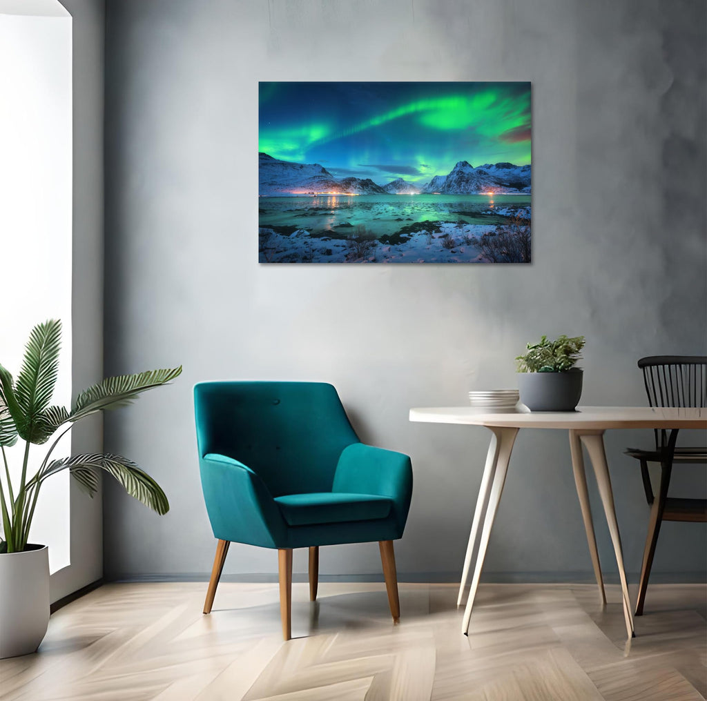 Alaska Canvas Wall Art Aurora Pictures Posters Northern Lights Decor Landscape Mountains Framed Prints Office Decor