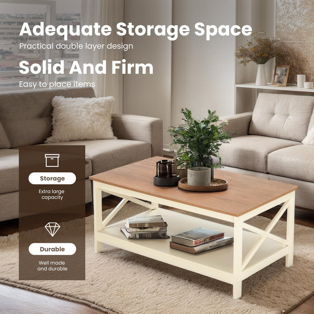 White Farmhouse Coffee Tables with Storage