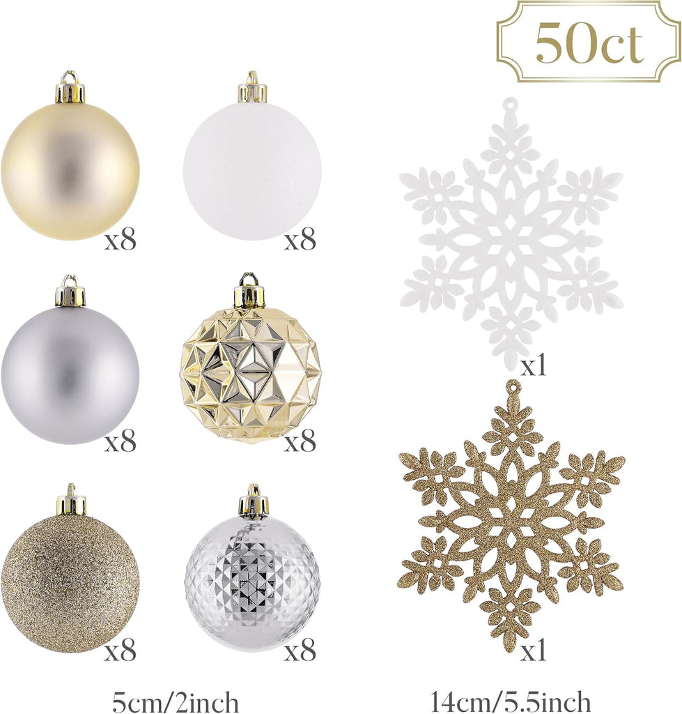 Christmas Tree Decorations Ball Ornaments 2 Inches - Set of 50