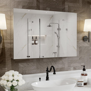 30"x24" Aluminum Recessed/Surface Mount Medicine Cabinet w/Mirror - 2 Adjustable Shelves, Soft-Close Hinges