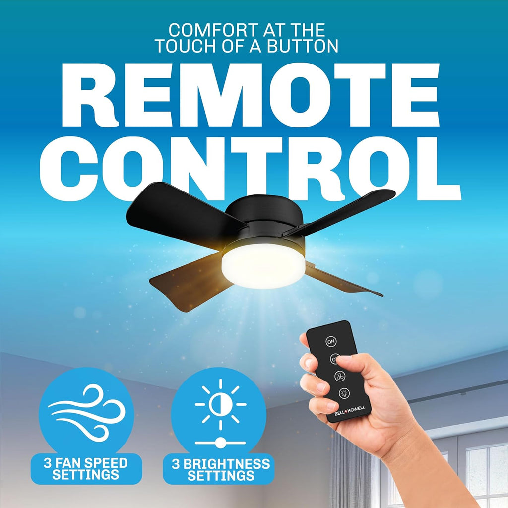 Breeze Socket Fan Light with Remote, 15.75" Cost Saving Ceiling Fans with Lights Replacement for Bedroom, Kitchen, Living Room, Warm 3500K, 1000 Lumens, Easily Screws into E26/E27 A101-B0CP89S314