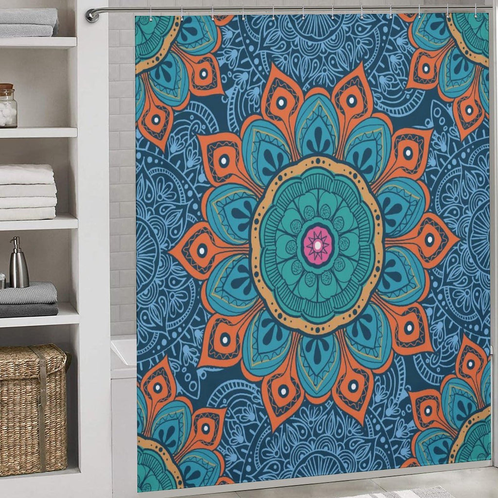 Mandala Bohemian Shower Curtain Indian Hippie Art Abstract Floral Texture Pattern Waterproof Fabric Bathroom Curtains