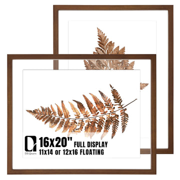 16x20 Floating Picture Frame for 12x16/11x14 Photos, 2-Pack Solid Wood Double Plexiglass Wall Art Frames, Any Size