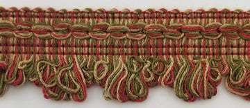1-1/4" Decorative Scalloped Loop Fringe Trim - Many Color Options! (Aubergine Olive Multi) - 10 Yards