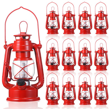 12pcs 8inch Red Vintage LED Hurricane Lantern Battery Operated Lamp