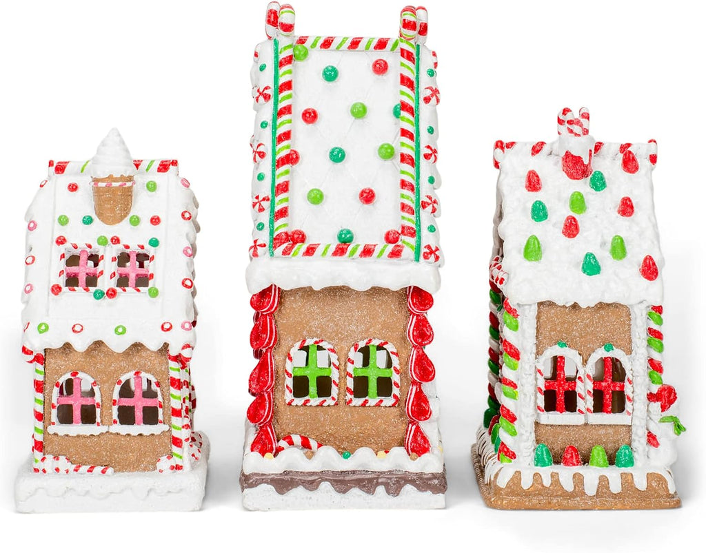 Feldstein Red Gingerbread Village Porcelain Tea Light, 8
