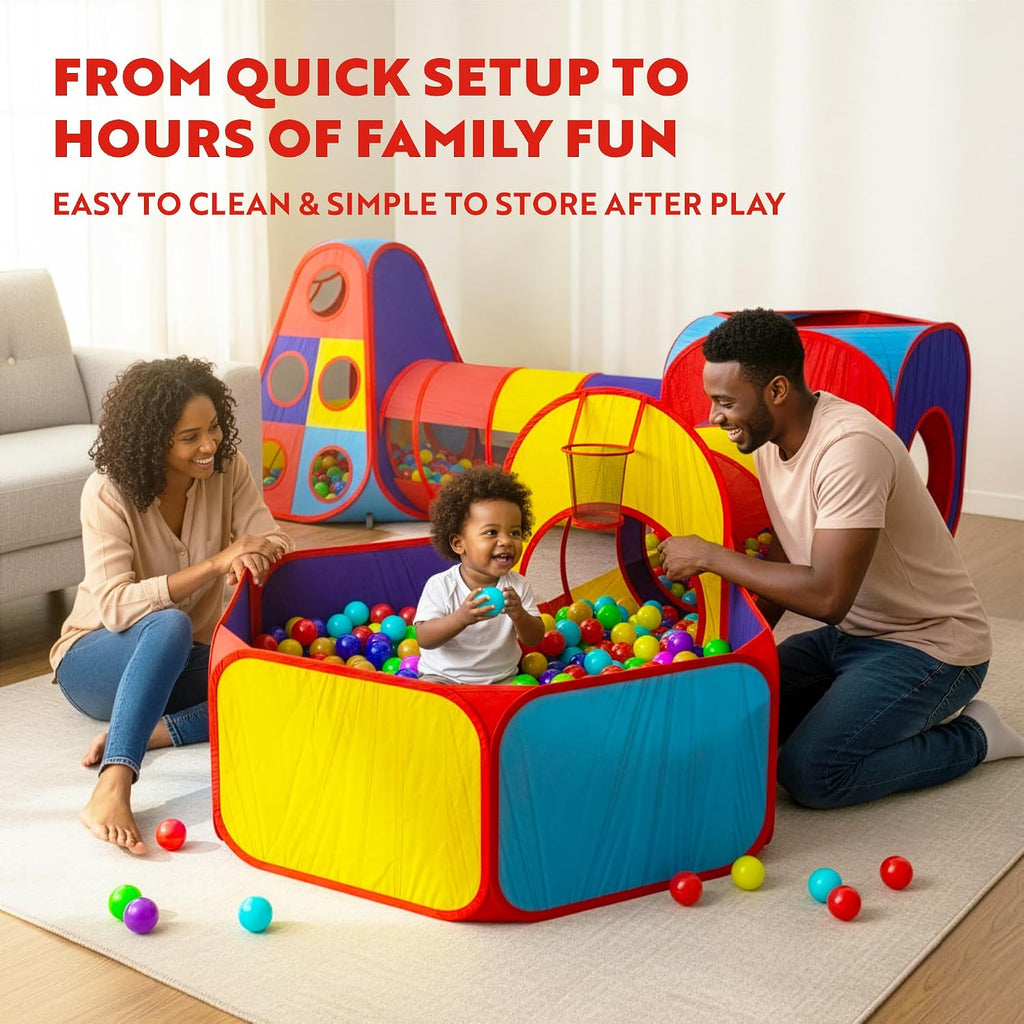 5pc Pop Up Play Tent and Crawl Through Tunnels for Kids w/Carry Bag