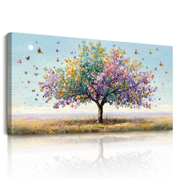 Butterfly Tree of Life Wall Art, Landscape Art Prints 20"x40"