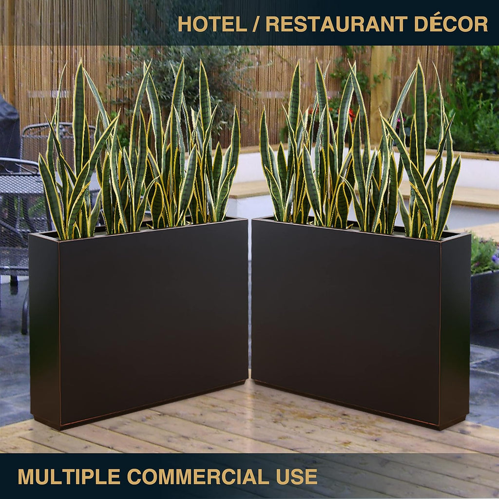 38Lx10Wx30H Fully Welded Metallic Planter Box for Outdoor Plants | No Assembly, Heavy-duty Metal Planter, Black with
