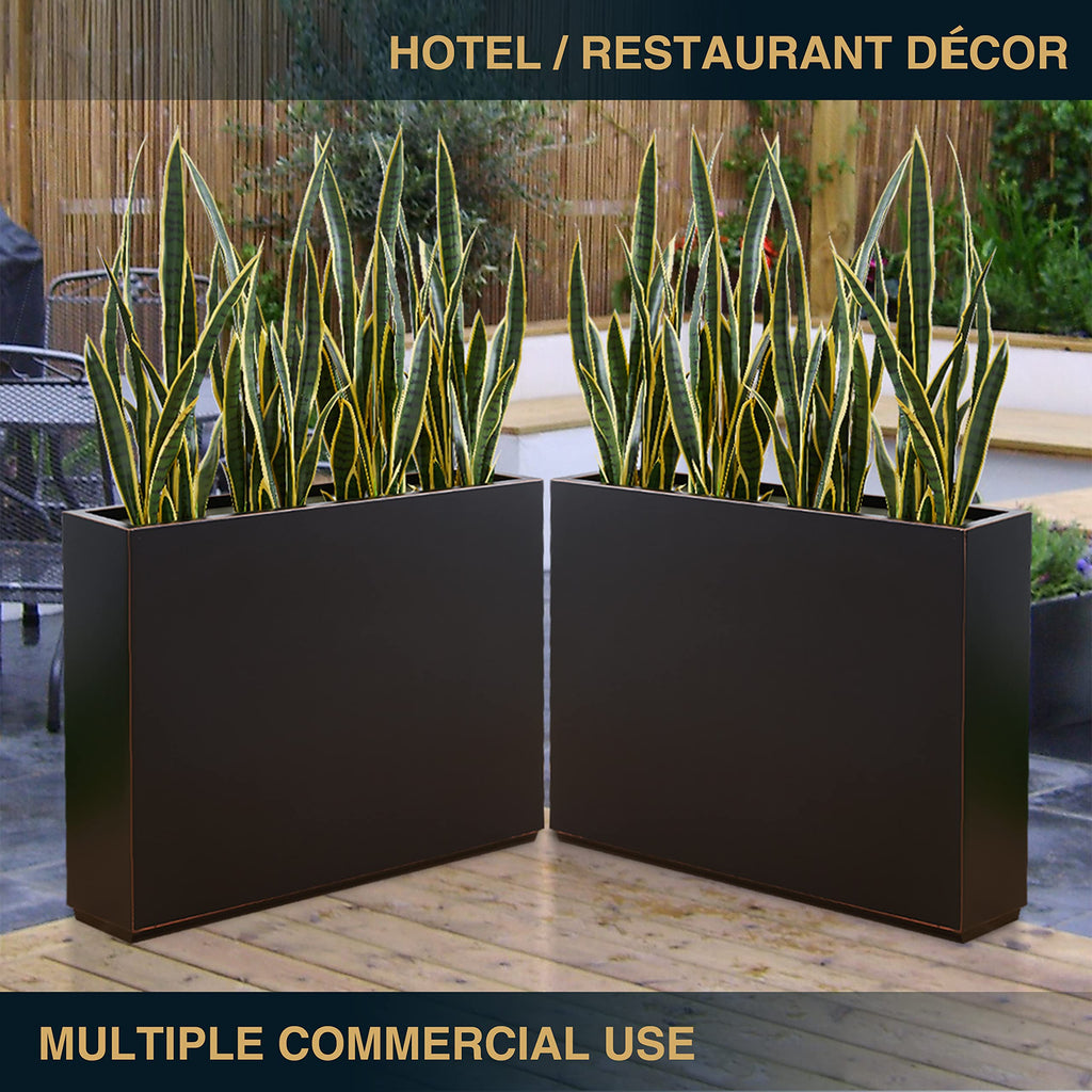 Metallic Heavy Duty Outdoor Planter Box, 38Lx10Wx30H Span Planter