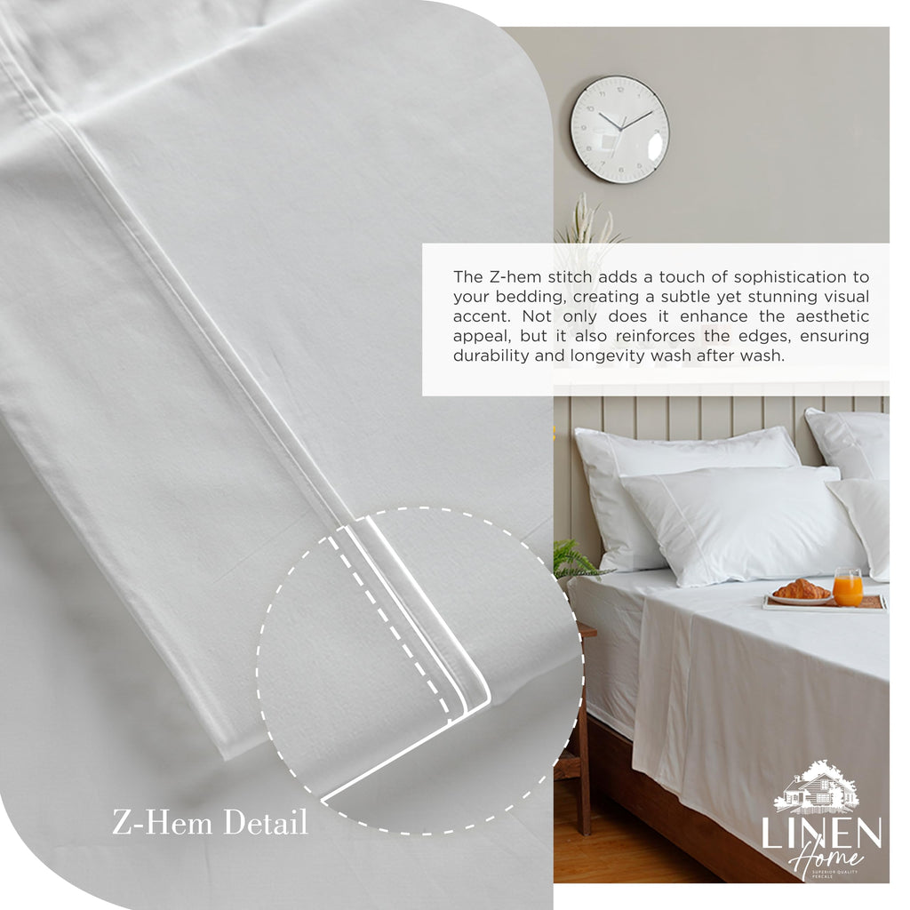 Home 100% Cotton Percale Sheets King, 4 Pc Cooling Set - White