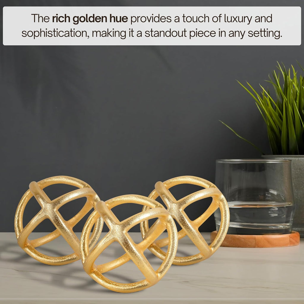 Decorative Sphere Decor - Modern Decorative Balls - Table Decorative Orbs for Centerpiece (Gold)