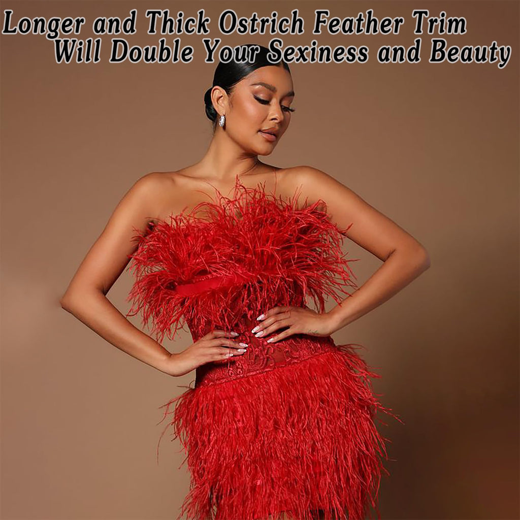 4-5inch Orange Ostrich Feather Trim for Sewing,2Yards