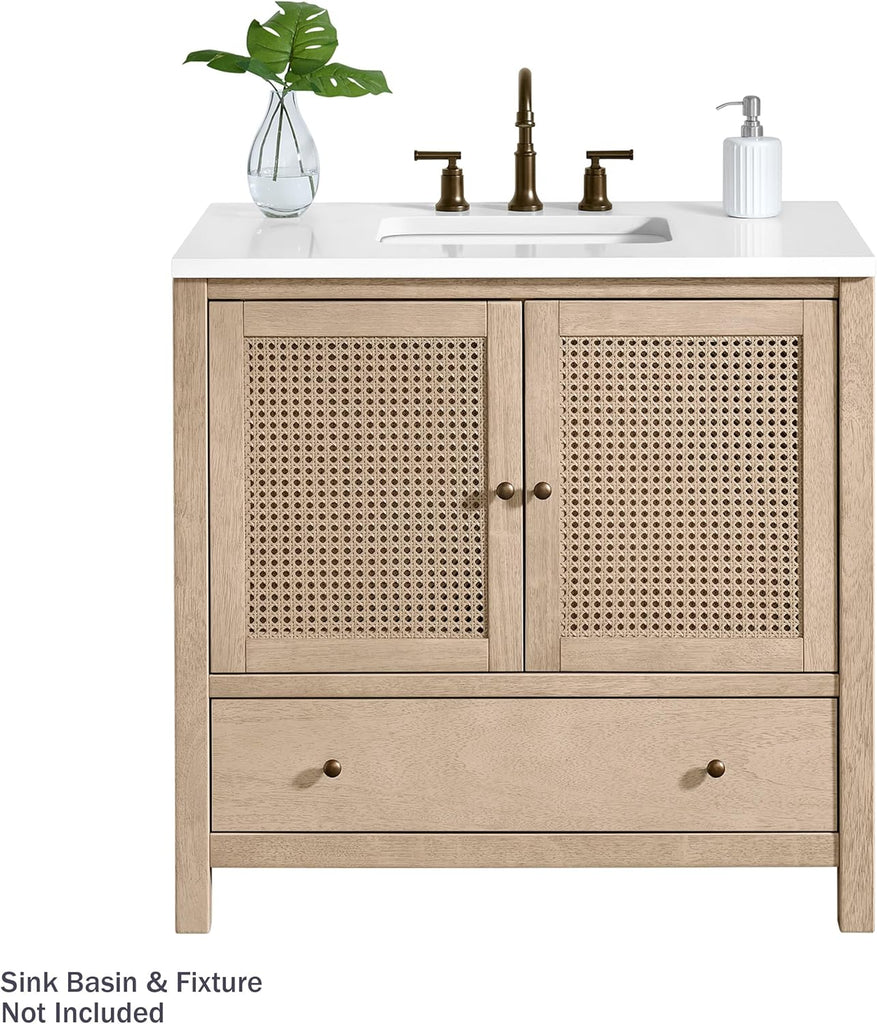 Alaterre Furniture Lucca Bathroom Vanity - Freestanding Cabinet Without Sink