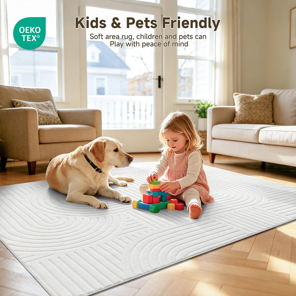 Area Rugs, Modern Non Slip Washable Rug, White