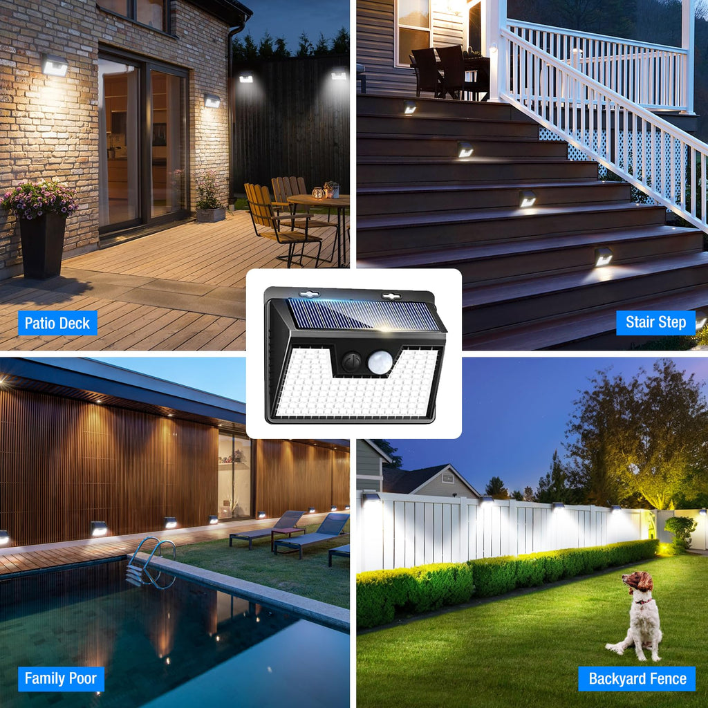 18 Pack/140 LED Solar Lights, Outdoor Waterproof, 3 Lighting Modes, Motion Sensor, Black