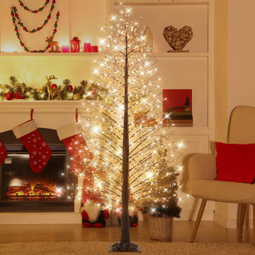 1 Pack 6ft Lighted Birch Tree Warm White Twinkle Lights, 1100 LED