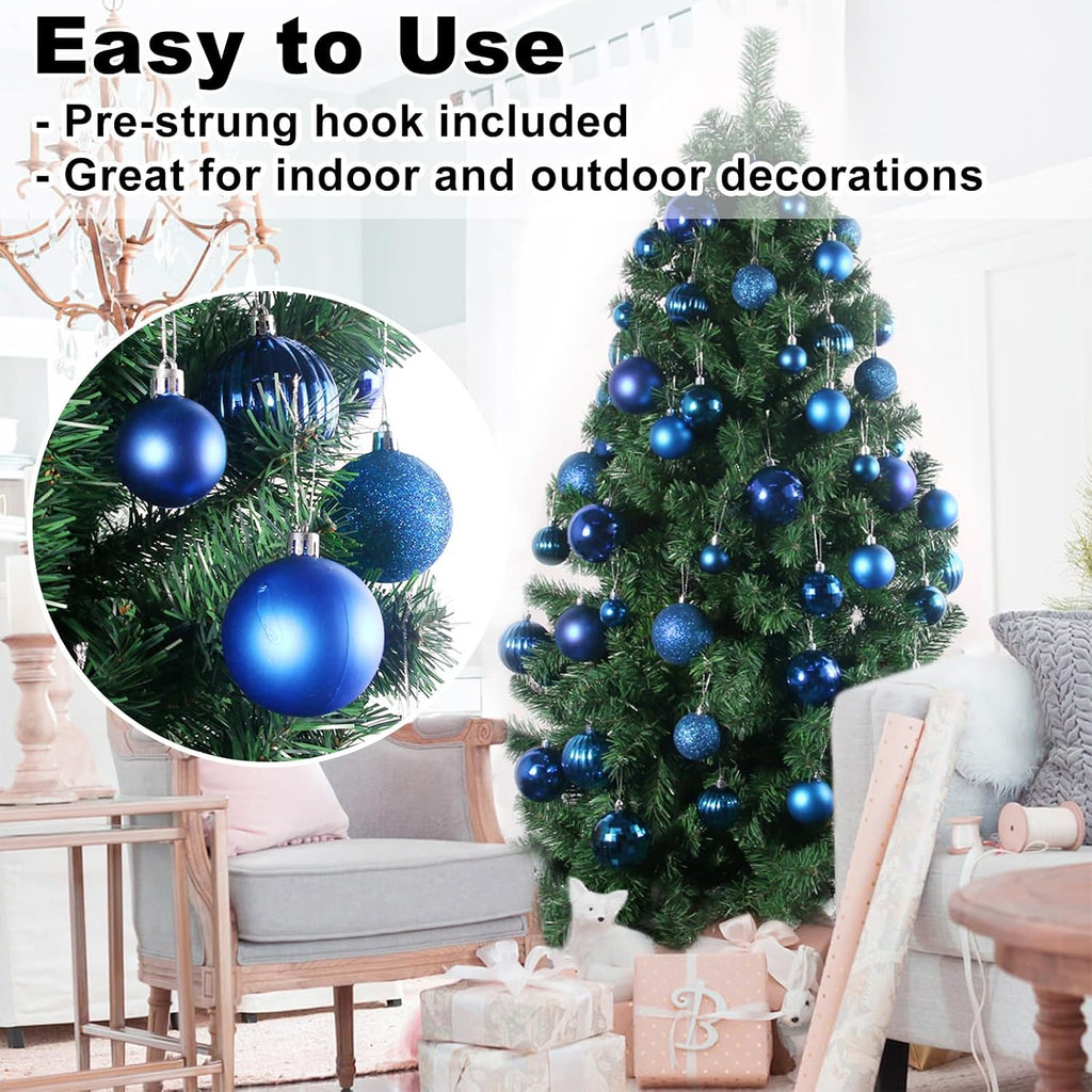 Royal Blue 3.2" Large Christmas Balls - Christmas Tree Decoration Ornaments Shatterproof Hanging Balls for Birthday - Set of 18