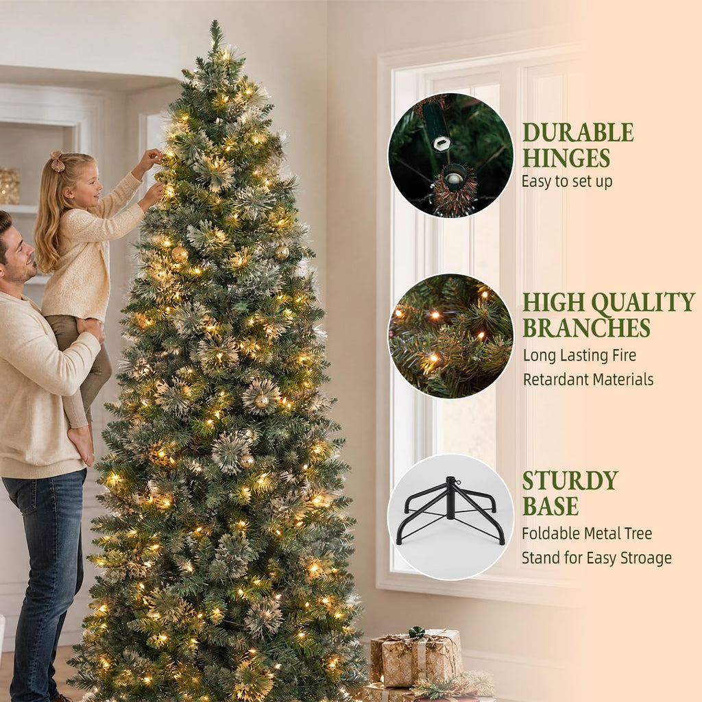 Slim Pencil Prelit Christmas Tree with Pine Needles