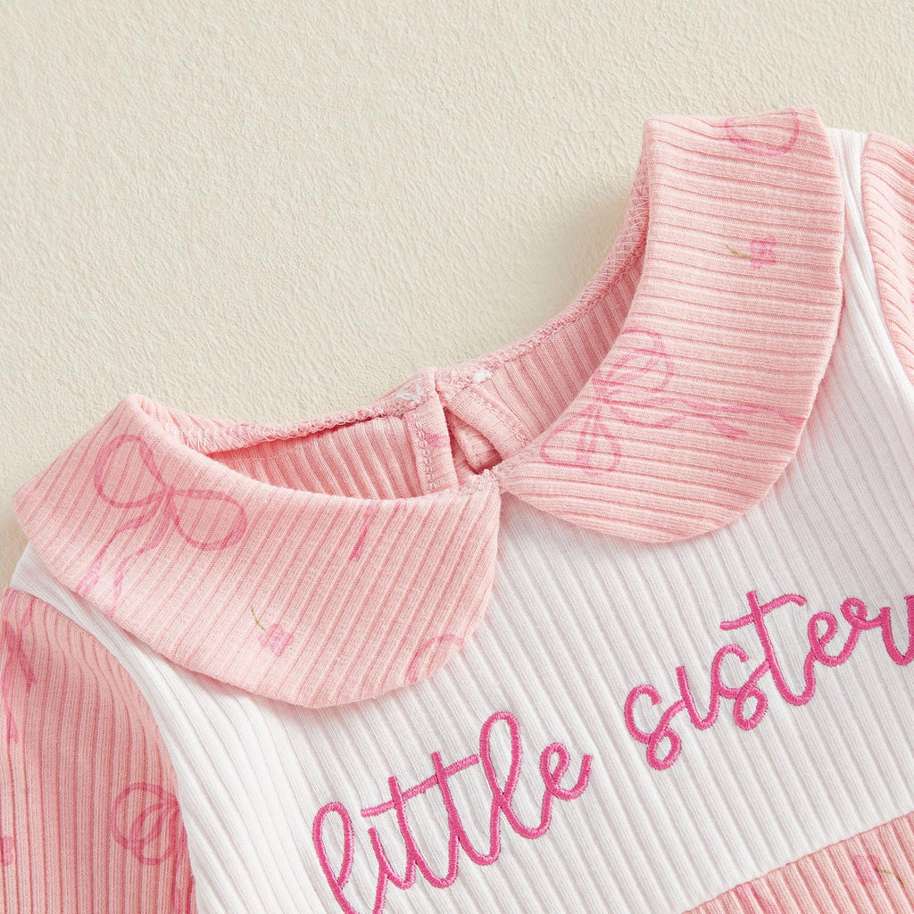 Newborn Baby Outfits Little Sister Romper Cute Onesie Jumpsuit Going Coming Home Outfit Fall Winter Clothes (Ribbed