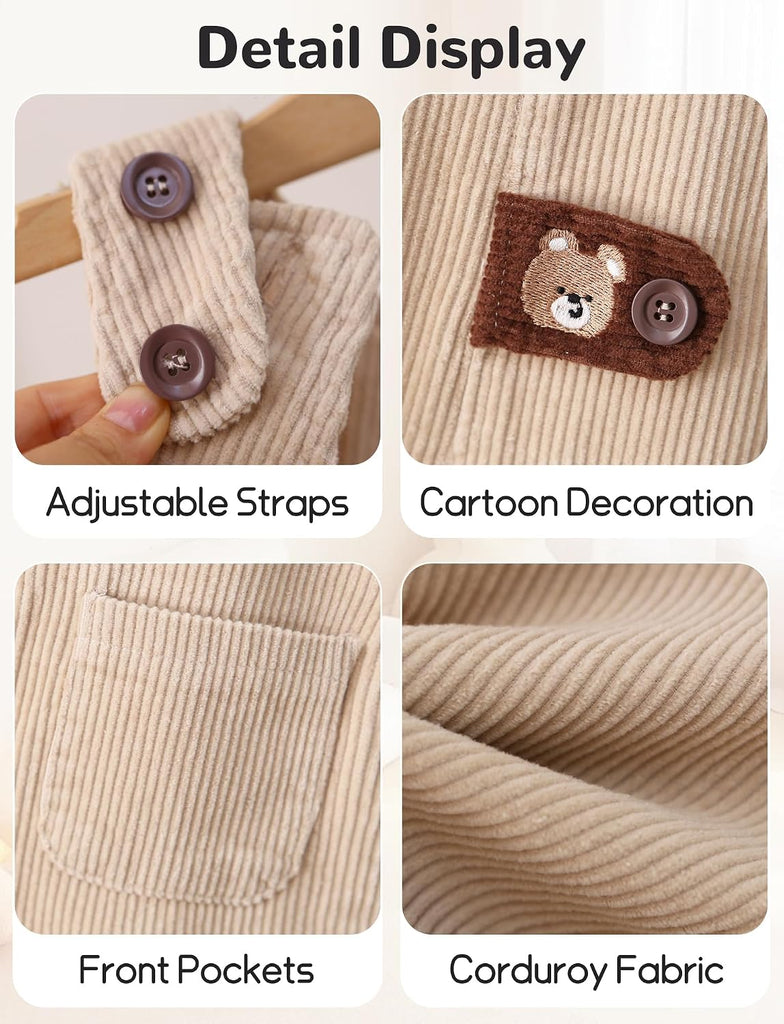 Baby Boys Girls Corduroy Overalls Romper Button Buttom Adjustable Suspender Corduroy Pants Clothing Outfit