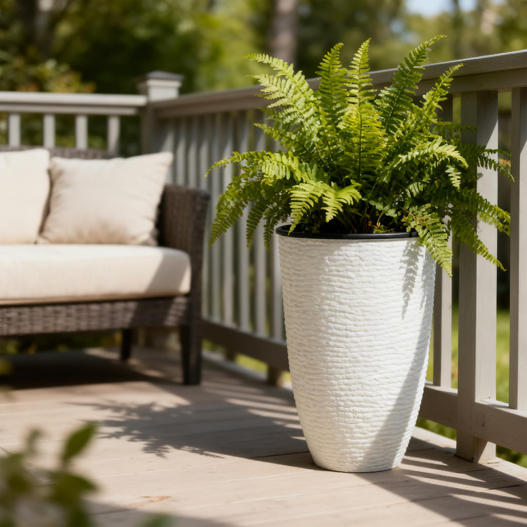 21" H White Tall Planters with Inside Pots, 2-Pack Large Plant Pots