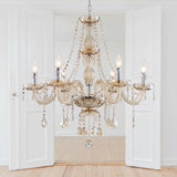 6 Light Chandelier Modern K9 Crystal Chandelier Lighting, Champagne Crystal Ceiling Light Fixture Pendant Lamp for Dining Room Bathroom Bedroom Livingroom A100-B09F389BJS