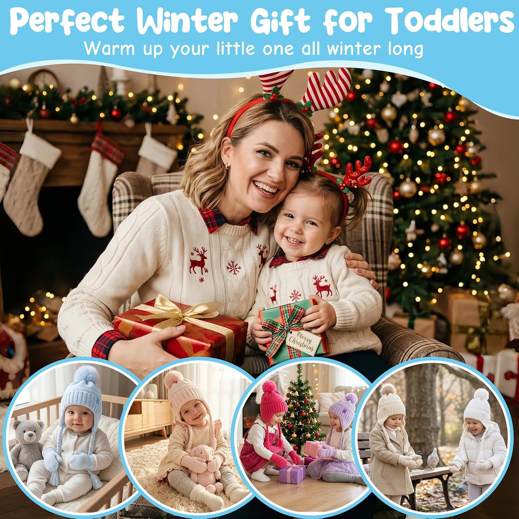 Toddler Hat and Glove Set Beanie Hats Baby Mittens for Aged 0-4 Girls Boys