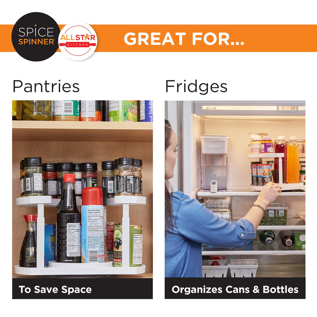 Spice Spinner Two-Tiered Spice Organizer & Holder That Saves Space, Keeps Everything Neat, Organized & Within Reach