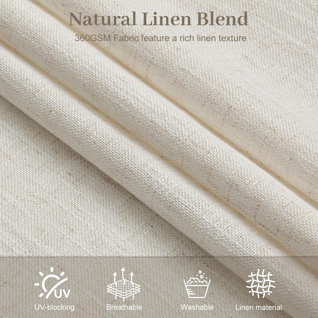 Pinch Pleated Linen Curtains 96 Inches Semi Sheer Light Filtering, 2 Panels