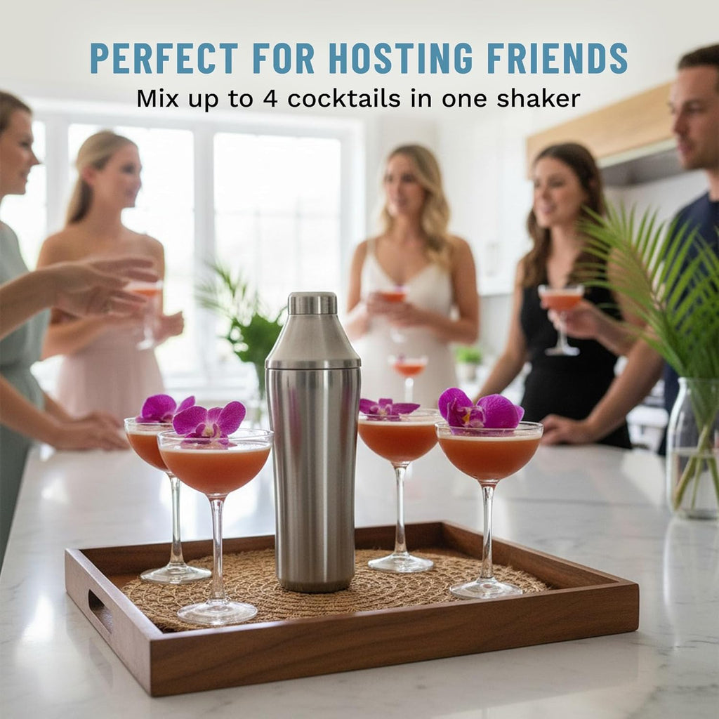 Hybrid Cocktail Shaker - Premium Vacuum Insulated Stainless Steel Cocktail Shaker - Innovative Measuring System