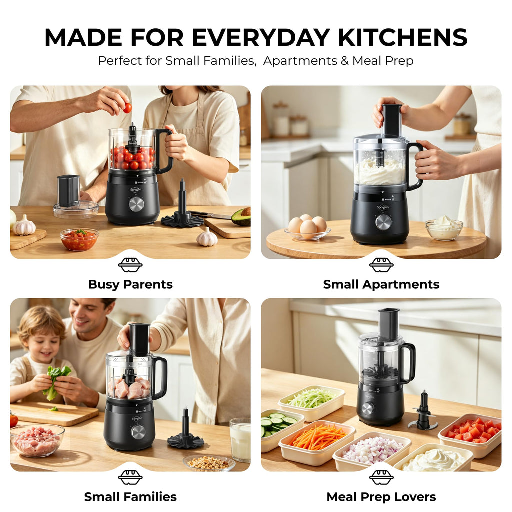 4-Cup Mini Food Processor, Chop, Whip, Slice & Shred