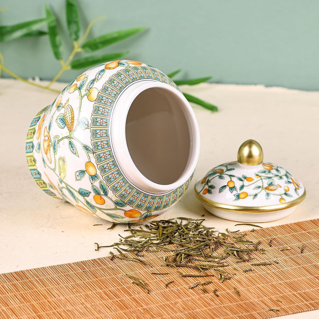 Handcrafted Enamel Ginger Jar-Vibrantly Colored Chinoiserie Vase,Blue and White Porcelain Ceramic Decorative Jar