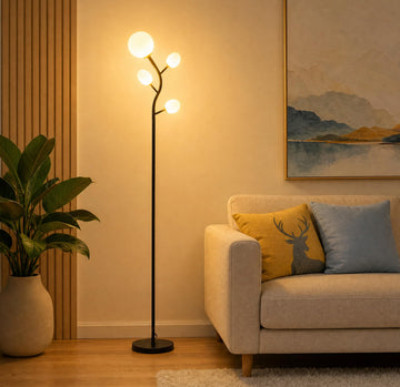 4 Globe Floor Lamp, Mid Modern Standing Tree Lamp
